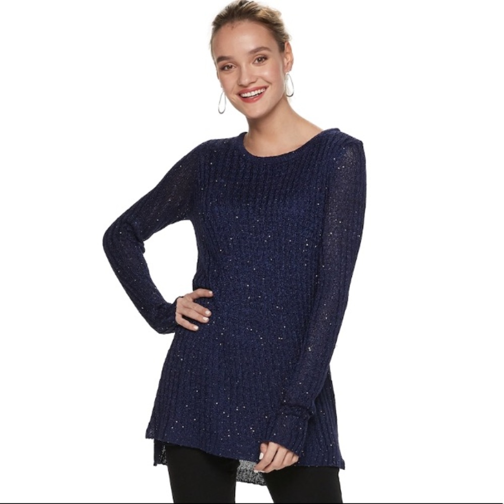 APT 9. Sequin Mock Layer Tunic
